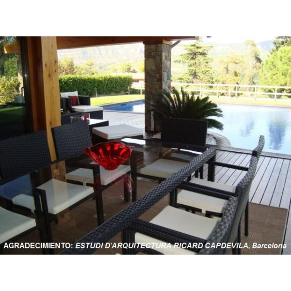 Sillones, sofas, mesas y tumbonas jardin en rattan y mimbre sintetico Sillas par mesas de cristal