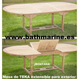 MESA DE TECA OVAL 100*140/200 extensible jardin terraza madera de teka